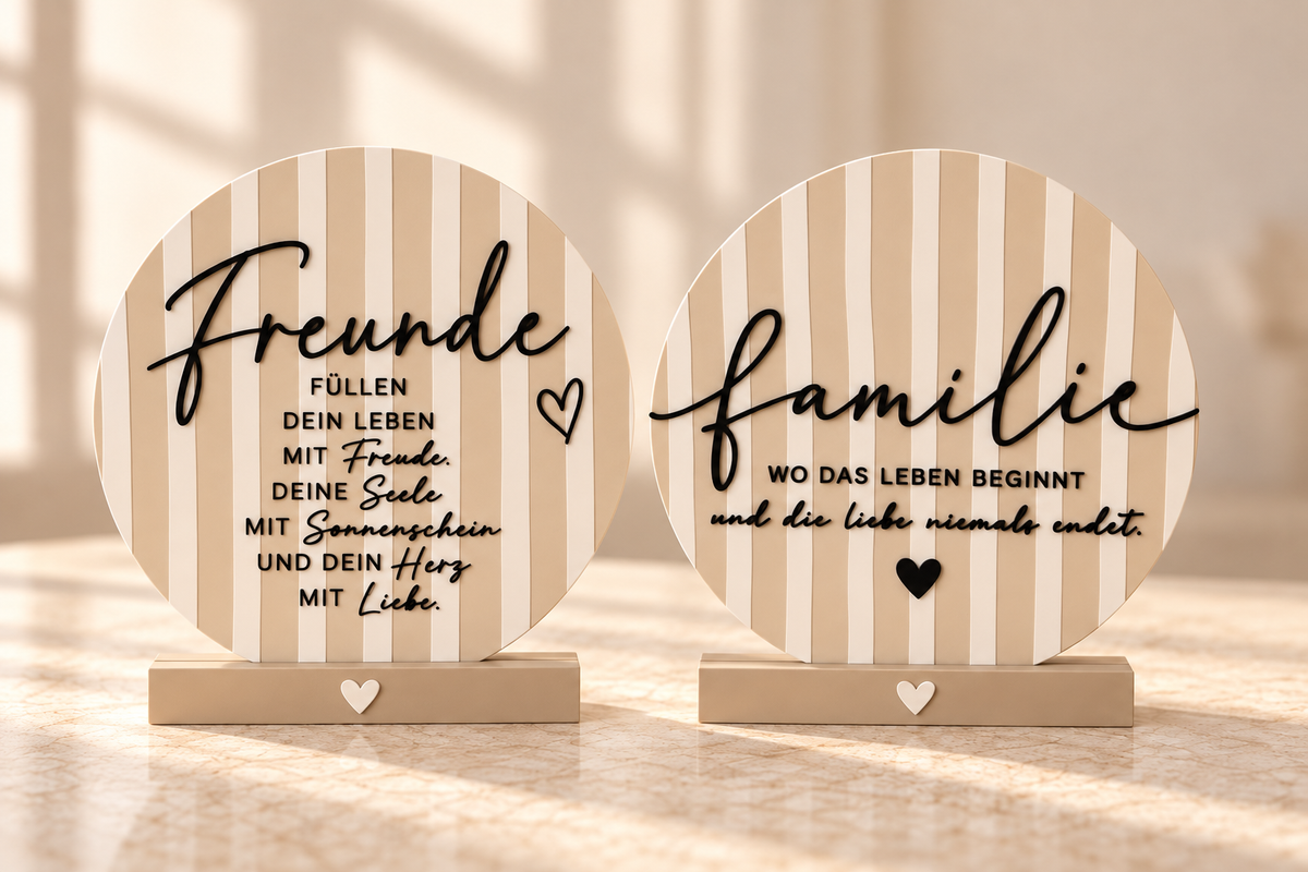 Familie Freunde Statement Aufsteller liebevoller Spruch Geschenk groß  klein