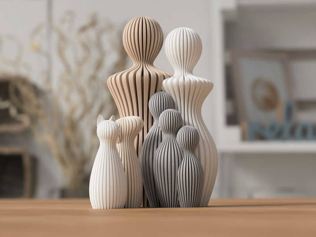 Familien Statue mit 1-5 Kinder und oder Hund und Katze