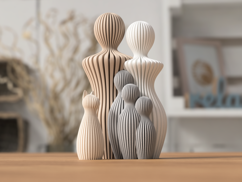Familien Statue mit 1-5 Kinder und oder Hund und Katze